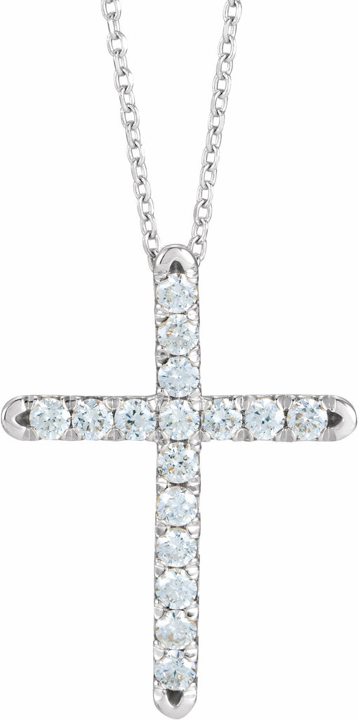 14k white 1/2 ctw diamond french-set cross 16-18" necklace