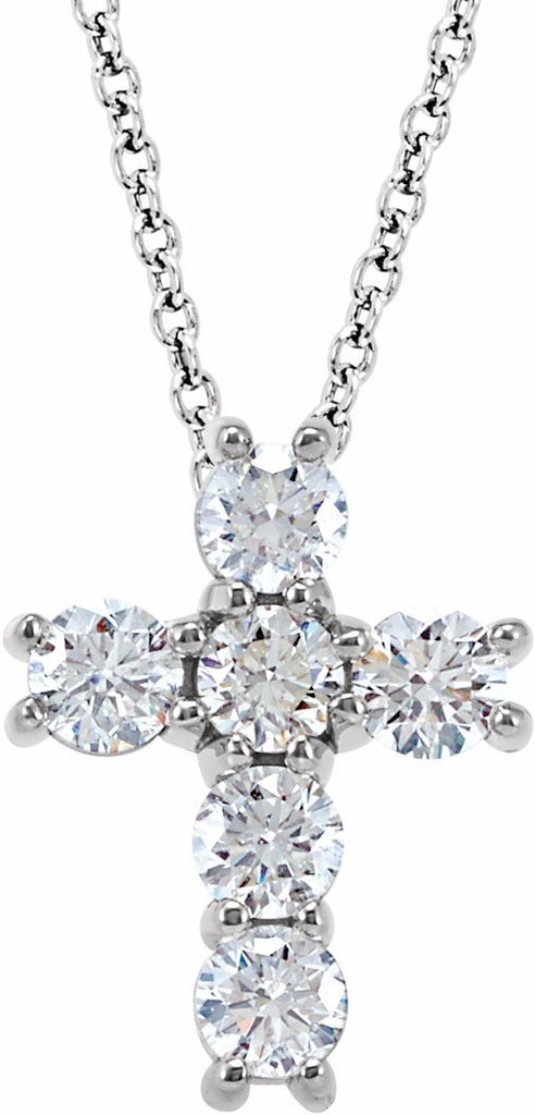 14k white 3/4 ctw diamond cross 18" necklace 