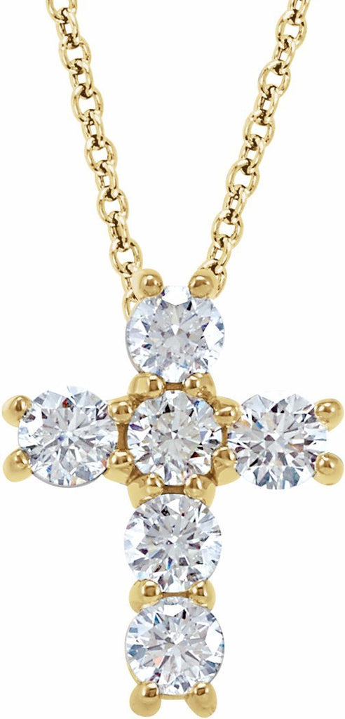 14k yellow 1/2 ctw diamond cross 18" necklace 