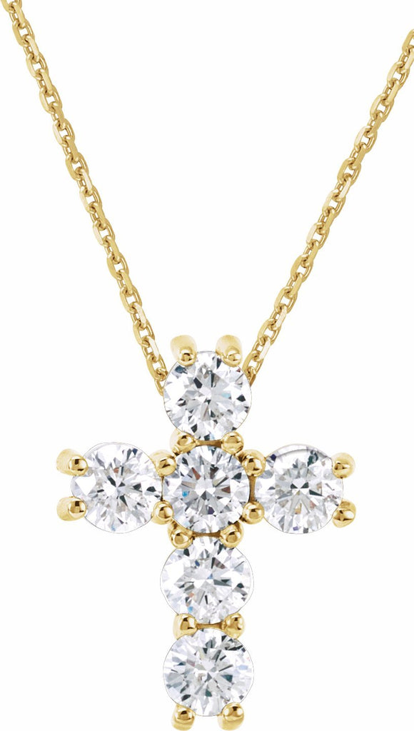 14k yellow 1/4 ctw diamond cross 18" necklace 