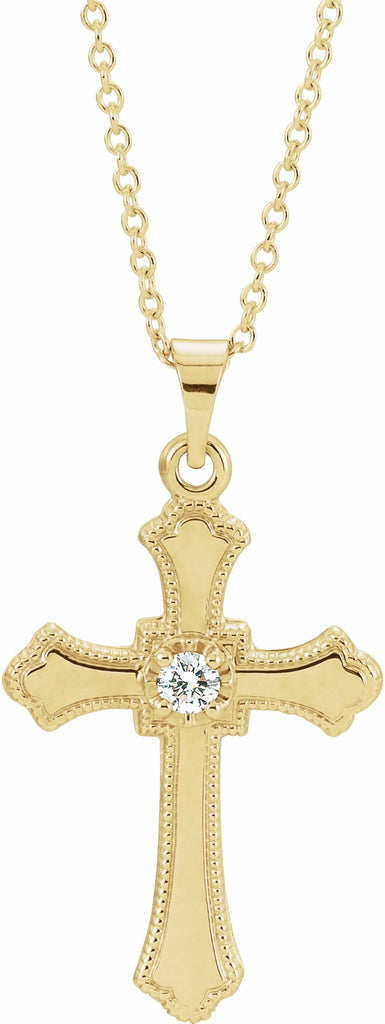 14k yellow .03 ctw diamond cross necklace 