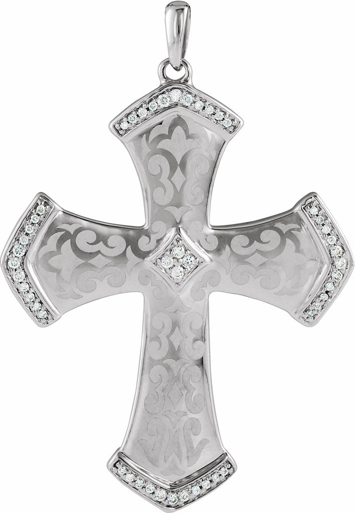 sterling silver 42.7x33.2 mm 1/5 ctw diamond cross pendant 