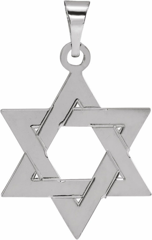 14k white 17x15 mm star of david pendant