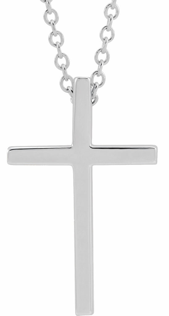 14k white 11.4x11.1 mm cross 18" necklace