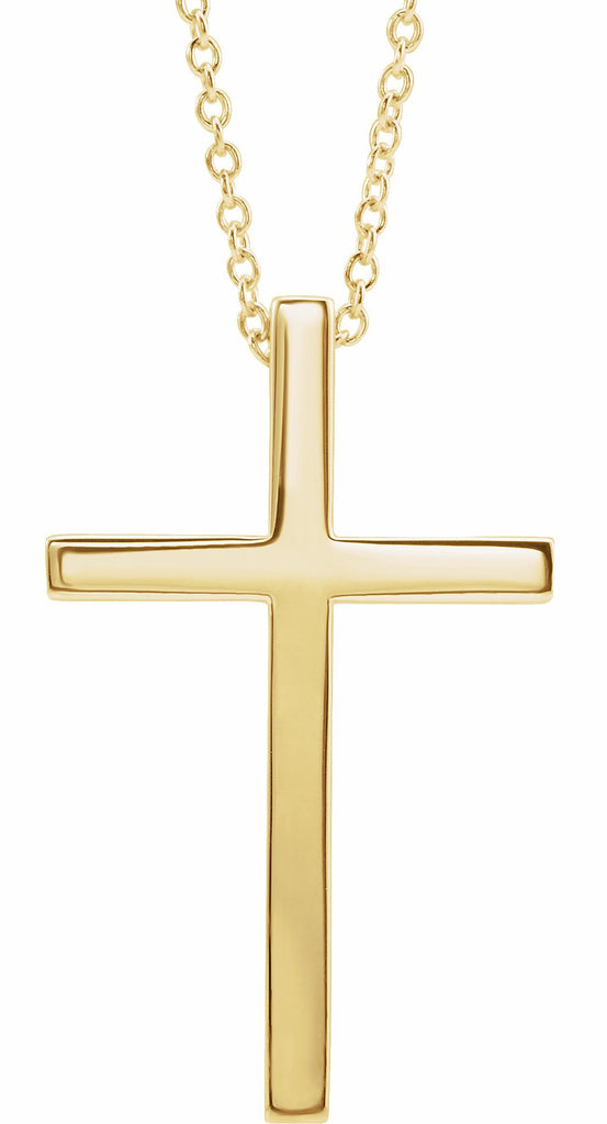 14k yellow 11.4x11.1 mm cross 18" necklace