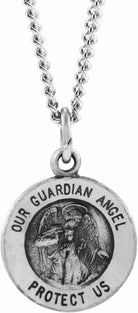 sterling silver 18 mm guardian angel medal