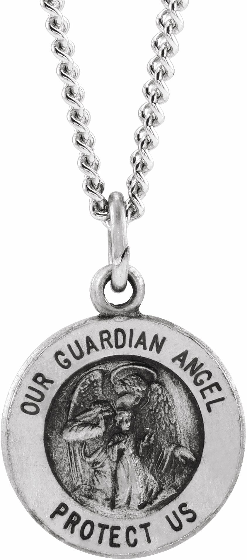 sterling silver 11.8 mm guardian angel medal