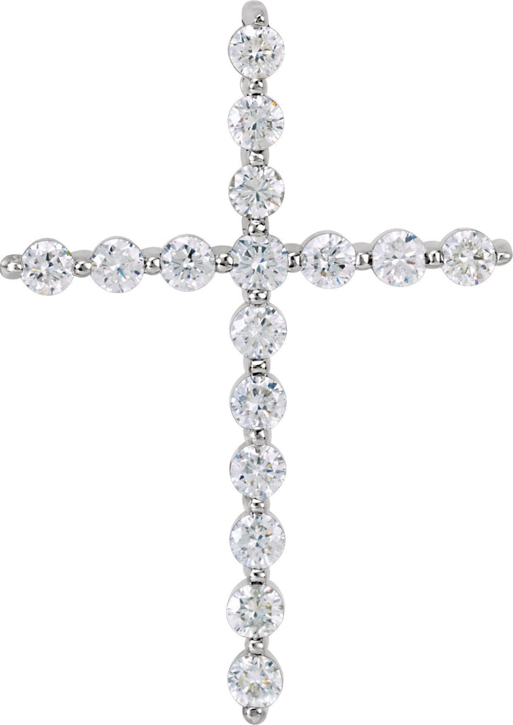 14k white 1 ctw diamond cross pendant