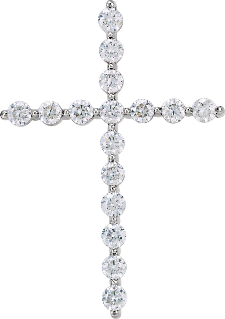 14k white 1 1/4 ctw diamond cross pendant