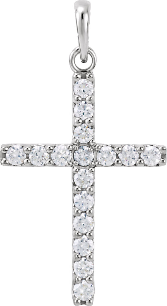 14k white 1/2 ctw diamond cross pendant