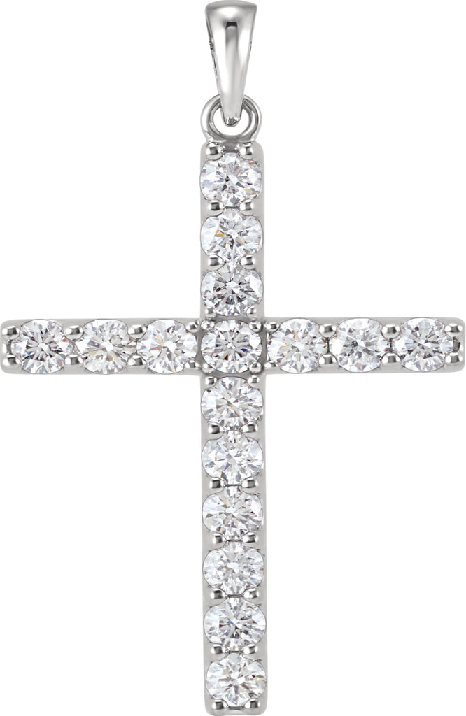 14k white 1 5/8 ctw diamond cross pendant