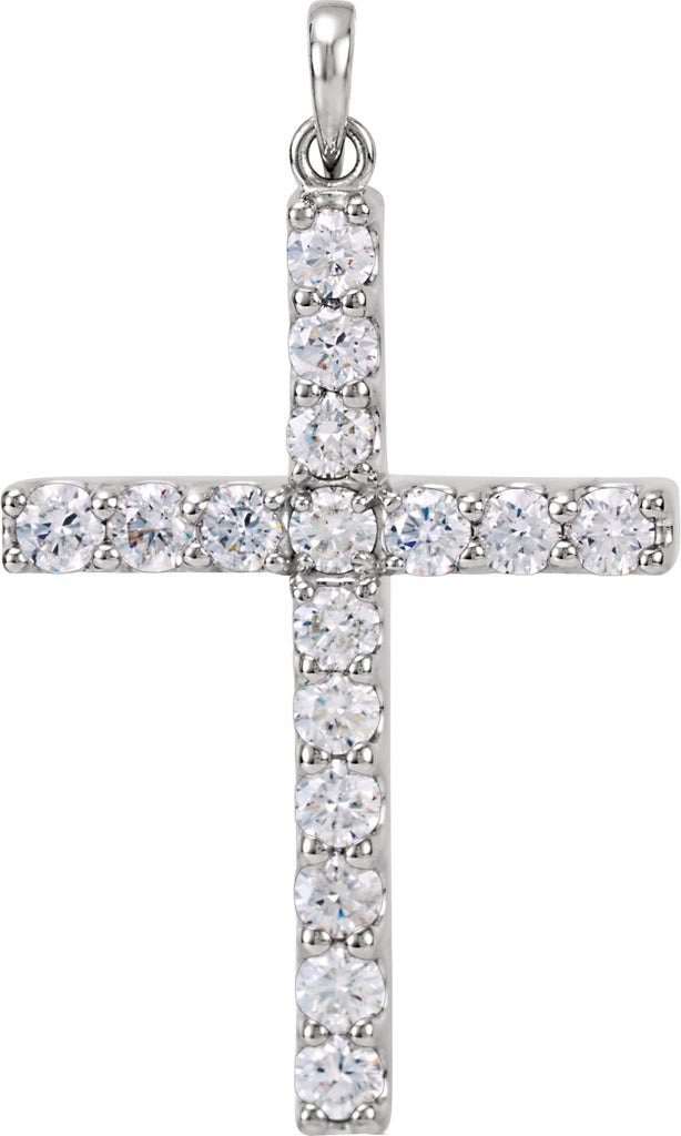 14k white 1 1/4 ctw diamond cross pendant