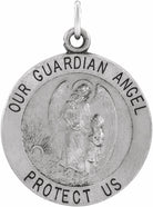 sterling silver 15 mm guardian angel medal  