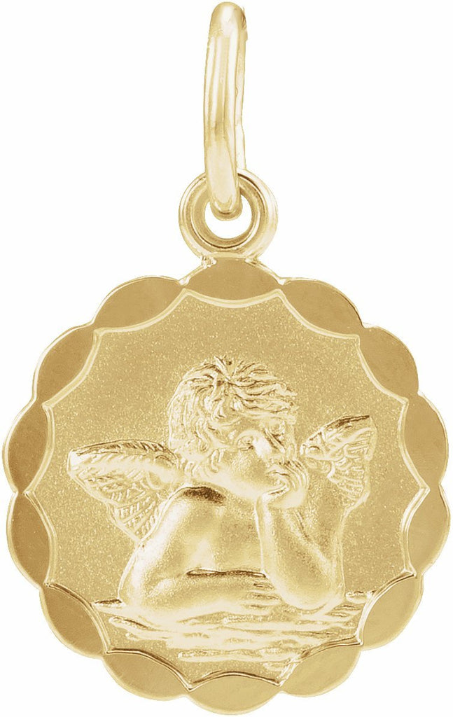 14k yellow 12 mm angel pendant