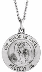 sterling silver 15 mm guardian angel medal