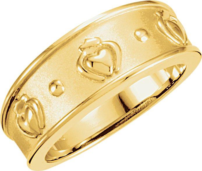 14k yellow 8 mm claddagh ring size 7