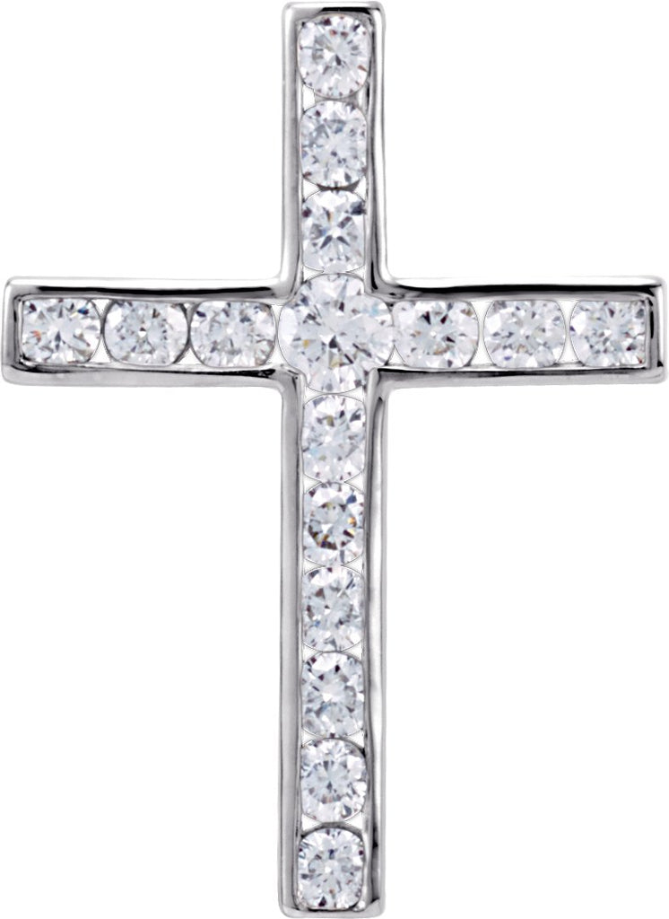 platinum 1/4 ctw diamond 17.5x12.6 mm cross pendant