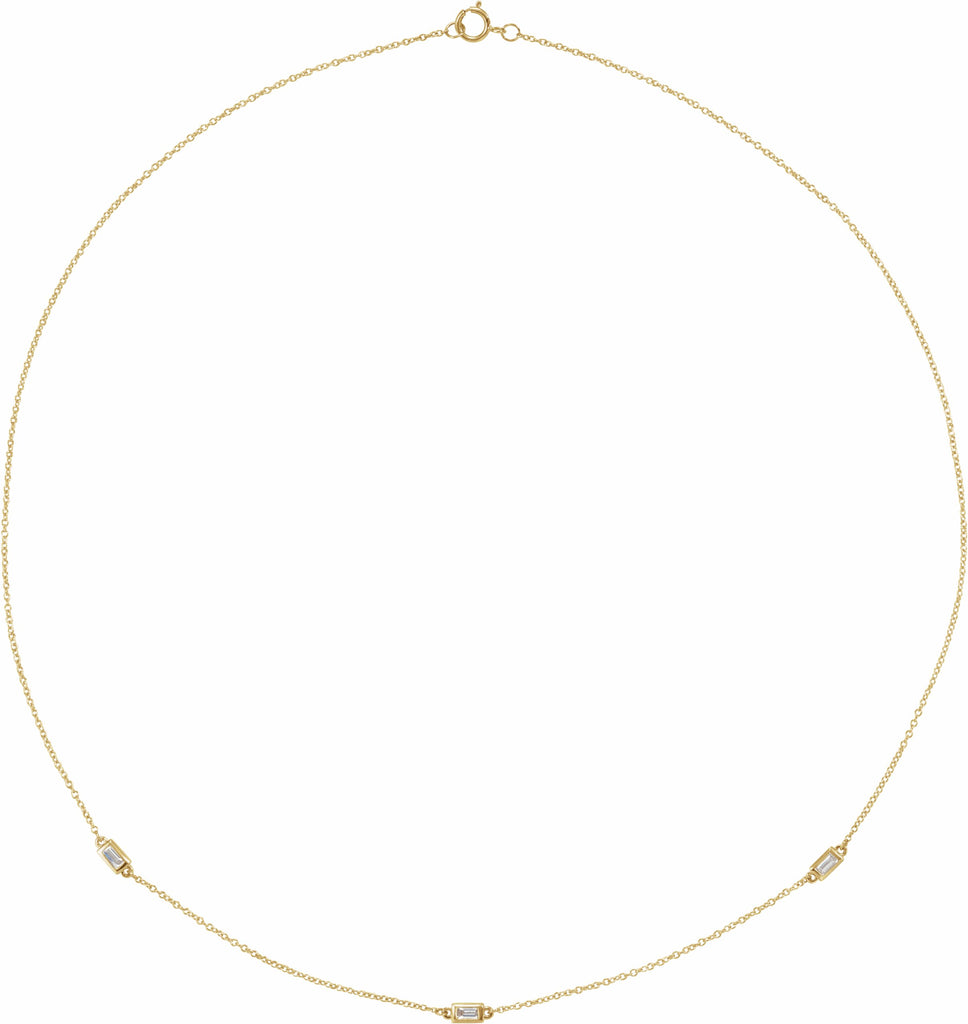 14k yellow 1/5 ctw diamond 3-station 16" necklace