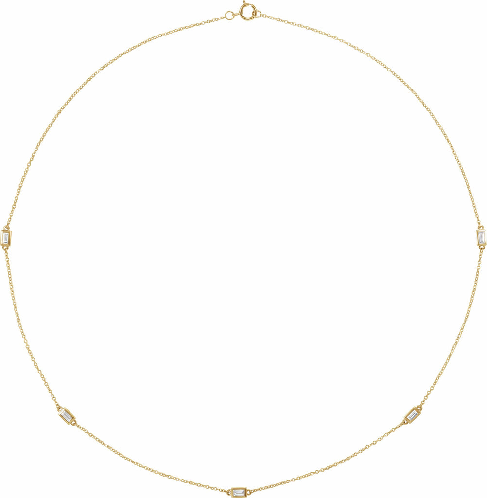 14k yellow 1/3 ctw diamond 5-station 20" necklace