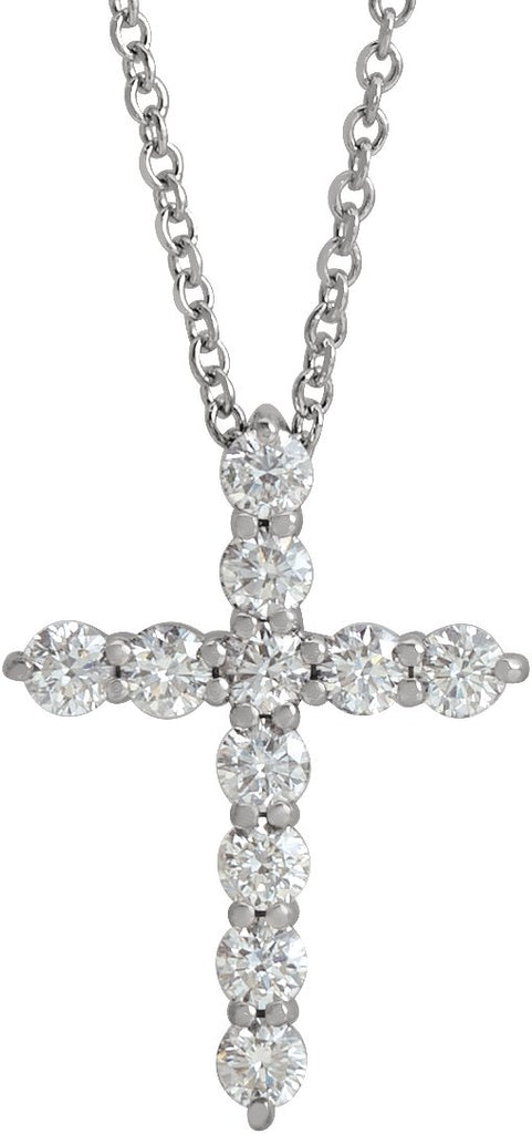 14k white 17.8x12.9 mm 3/8 ctw diamond cross 16-18" necklace