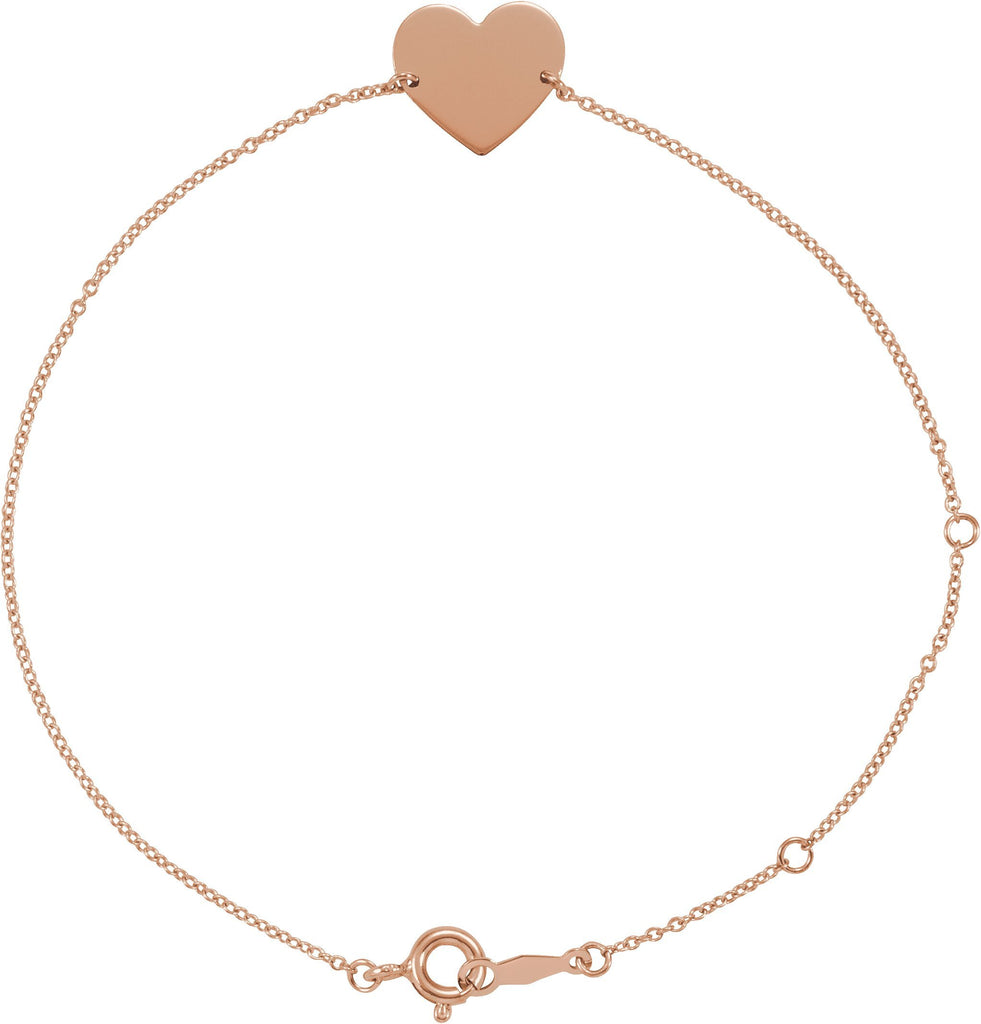 14k rose heart 7-8" bracelet