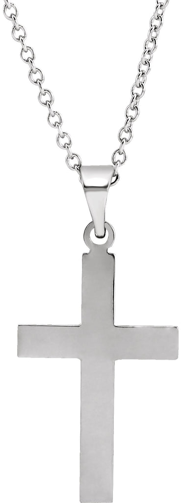 14k white 18 x 12 mm cross 18" necklace