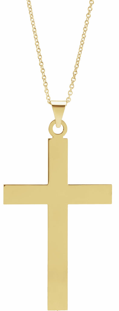 14k yellow 39 x 25 mm cross 18" necklace