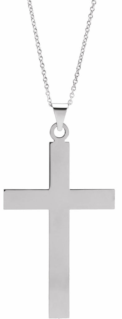 14k white 39 x 25 mm cross 18" necklace