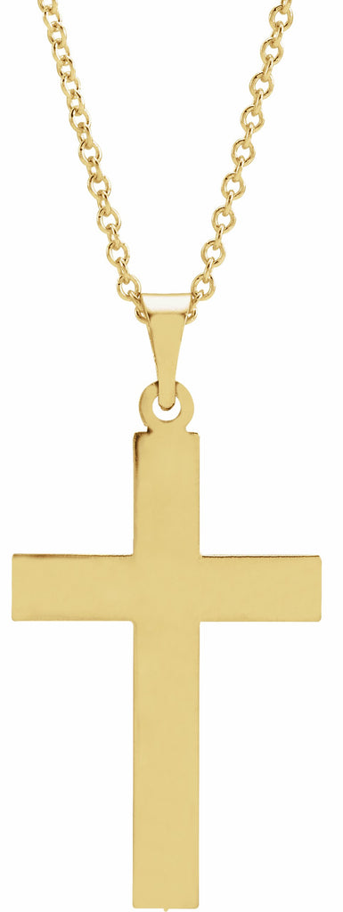 14k yellow 22 x 14 mm cross 18" necklace