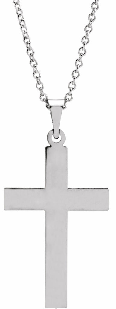 14k white 22 x 14 mm cross 18" necklace