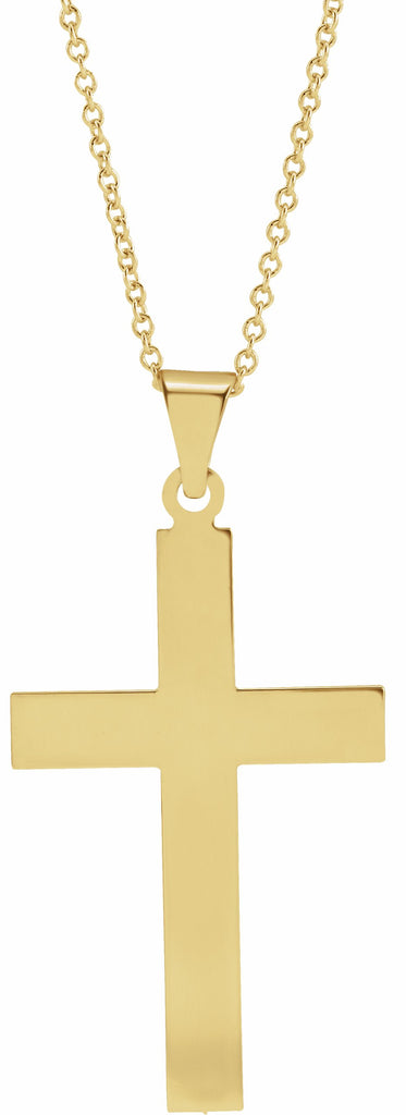 14k yellow 28 x 18 mm cross 18" necklace