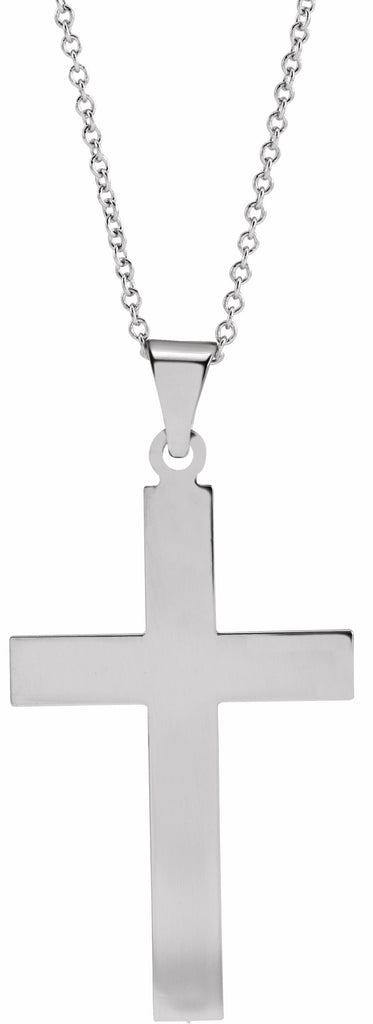 14k white 28 x 18 mm cross 18" necklace