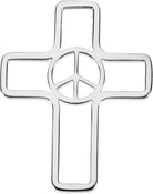 sterling silver 36.75x29.25 mm peace sign cross pendant