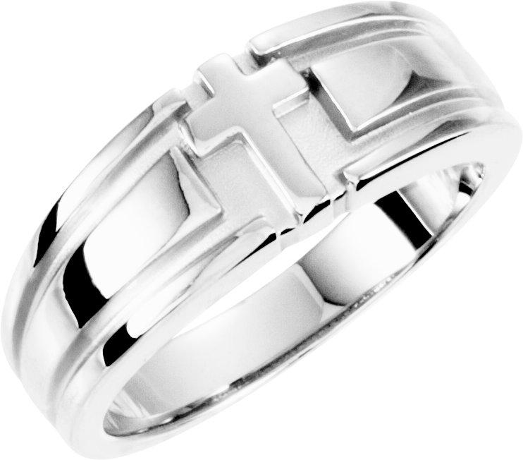 sterling silver 7.6 mm grooved cross band size 6