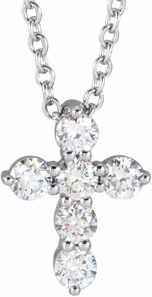 14k white 10.2x7.9 mm 1/4 ctw diamond cross 16-18" necklace