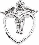 sterling silver 16.5x14.5 mm cherub lapel pin