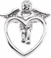 sterling silver 16.5x14.5 mm cherub lapel pin