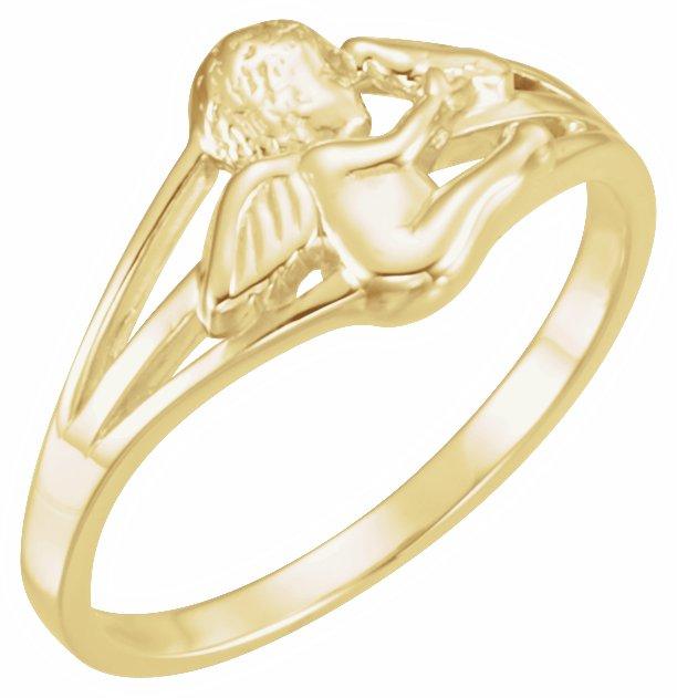 14k yellow 9.7 mm cherub & dove ring