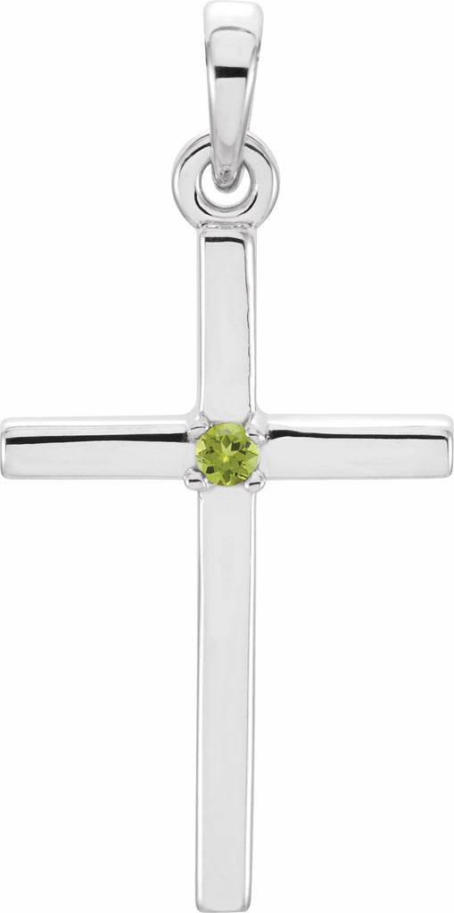 14k white 19.2x9 mm peridot cross pendant 