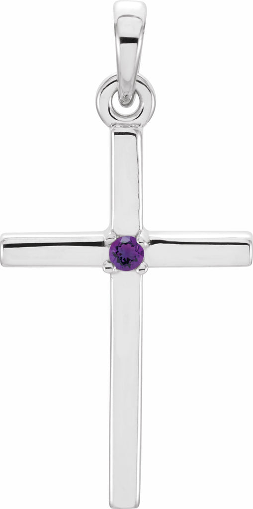 platinum 22.65x11.4 mm amethyst cross pendant