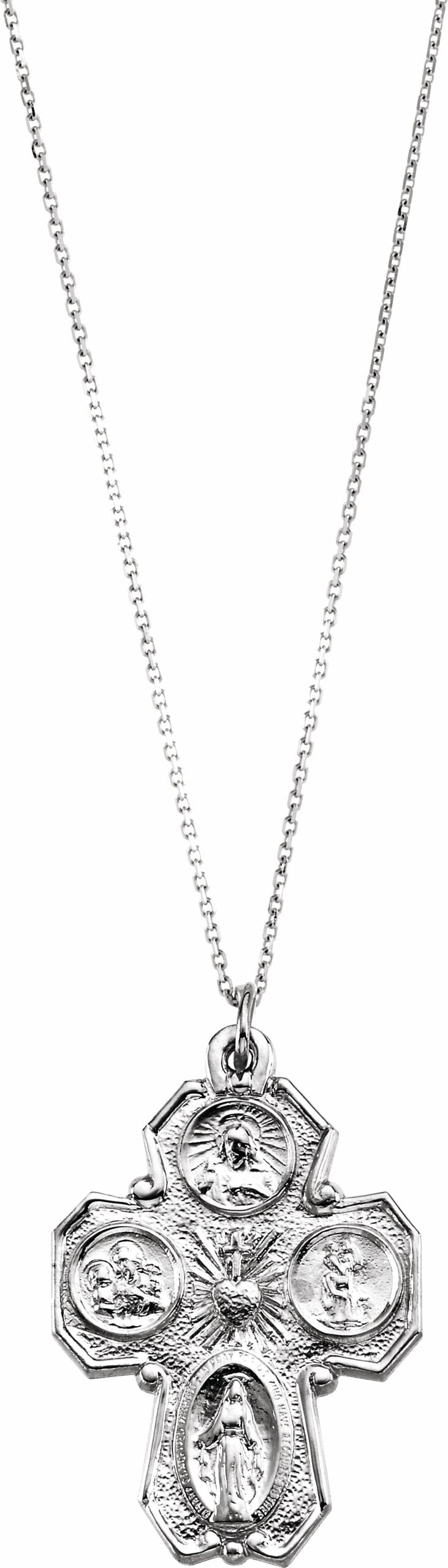 sterling silver 28x21 mm four-way medal 24" necklace