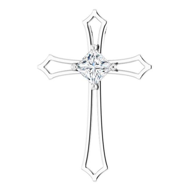 14k white 3/8 ctw diamond cross pendant