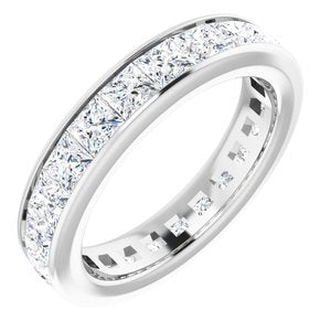 platinum 2.5x2.5 mm square 2 3/8 ctw diamond eternity band