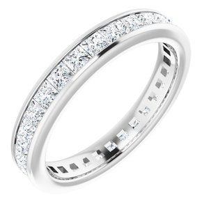 platinum 2x2 mm square 1 5/8 ctw diamond eternity band