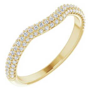 14k yellow 1/4 ctw diamond pave contour band