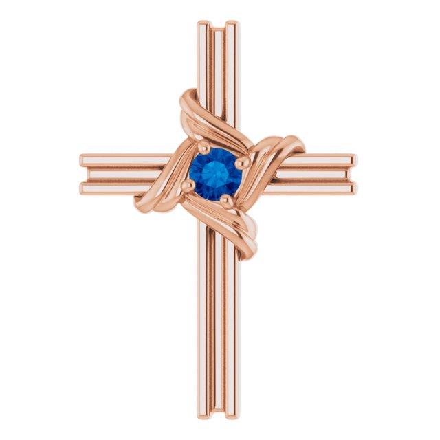 14k rose blue sapphire cross pendant 