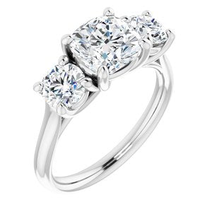 14k white 7 mm cushion forever  moissanite engagement ring  