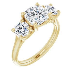 14k yellow 7 mm cushion forever  moissanite engagement ring  