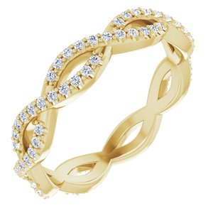 14k yellow 1/3 ctw diamond infinity-inspired eternity band size 6