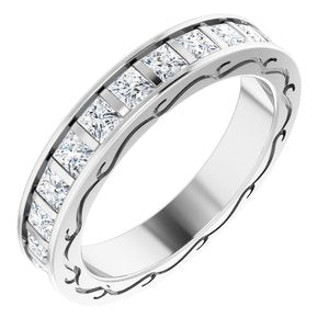 14k white  2 1/3 ctw diamond square band size 7